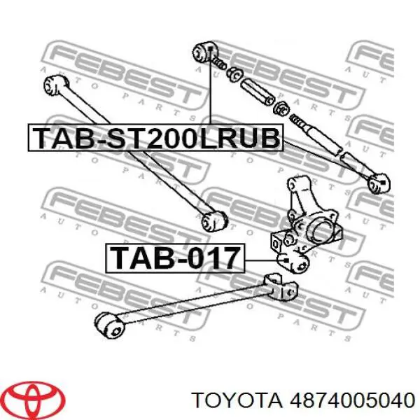 4874005040 Toyota barra transversal de suspensão traseira