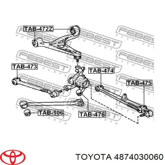 Рычаг задней подвески поперечный левый Toyota 4874030060 цена, от 50.68 USD