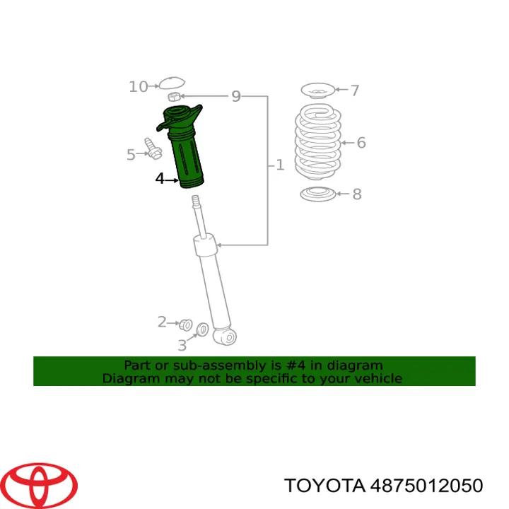 4875012050 Toyota Опора амортизатора заднего, левого