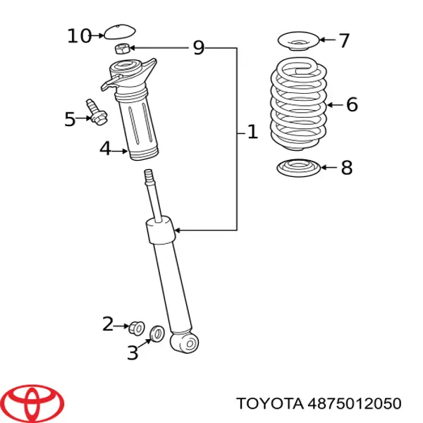 Подушка амортизатора заднего, левого Toyota 4875012050 цена, от 35.44 USD