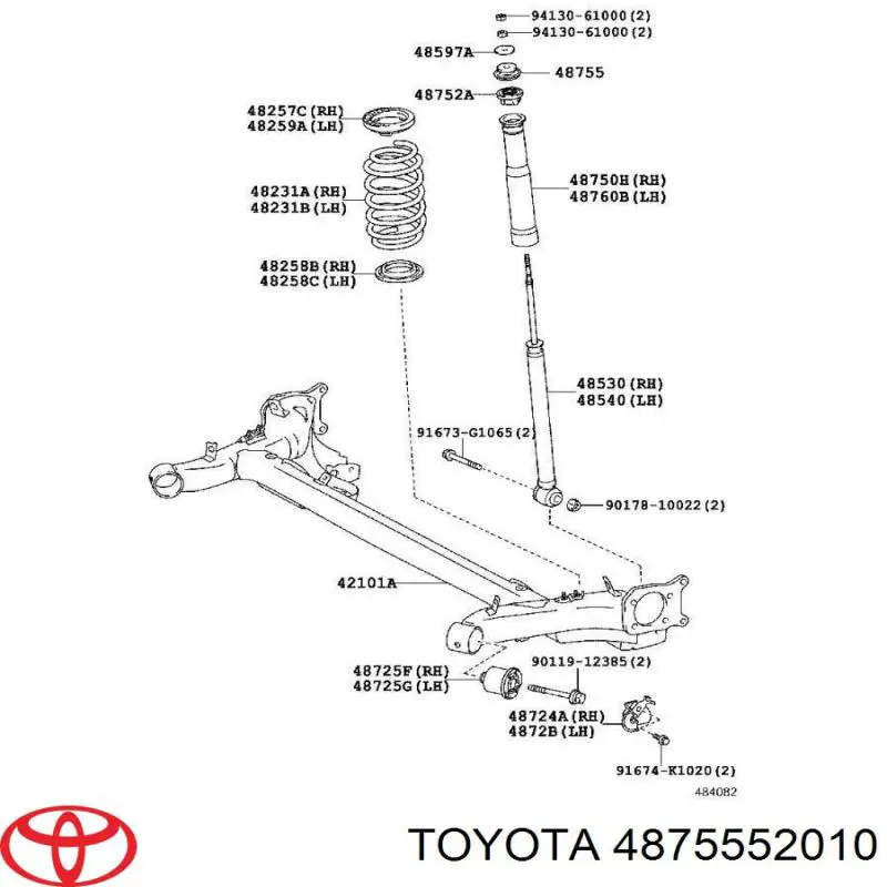 Soporte amortiguador trasero 4875552010 Toyota