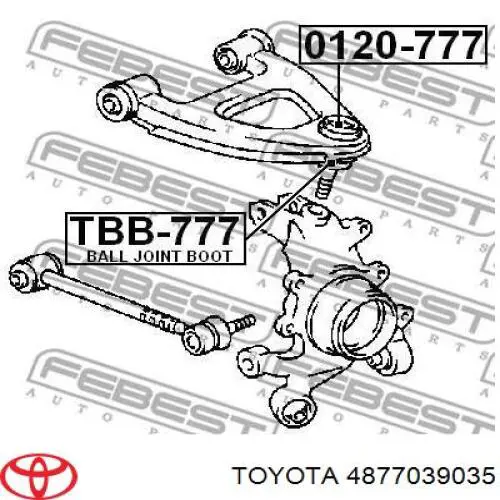 Верхний правый рычаг задней подвески 4877039035 Toyota
