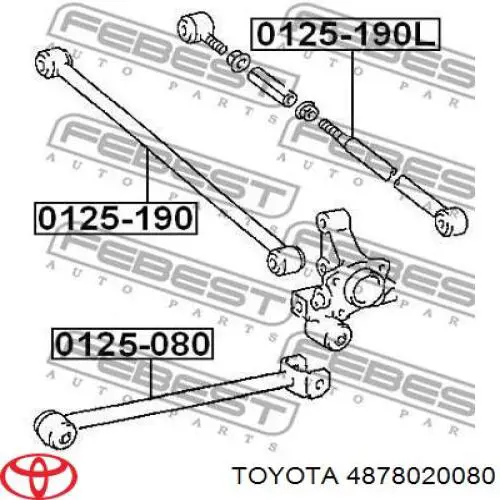 4878020080 Toyota braço oscilante (tração longitudinal inferior esquerdo/direito de suspensão traseira)