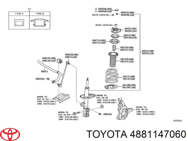 4881147060 Toyota estabilizador dianteiro