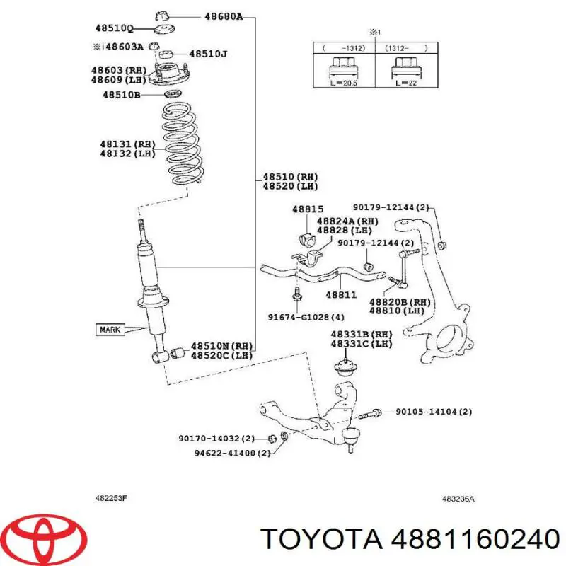 Стабилизатор передний 4881160240 Toyota