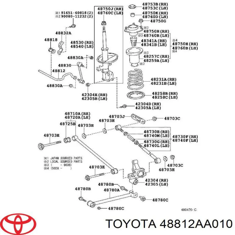 Задний стабилизатор Камри V20 (Toyota Camry)