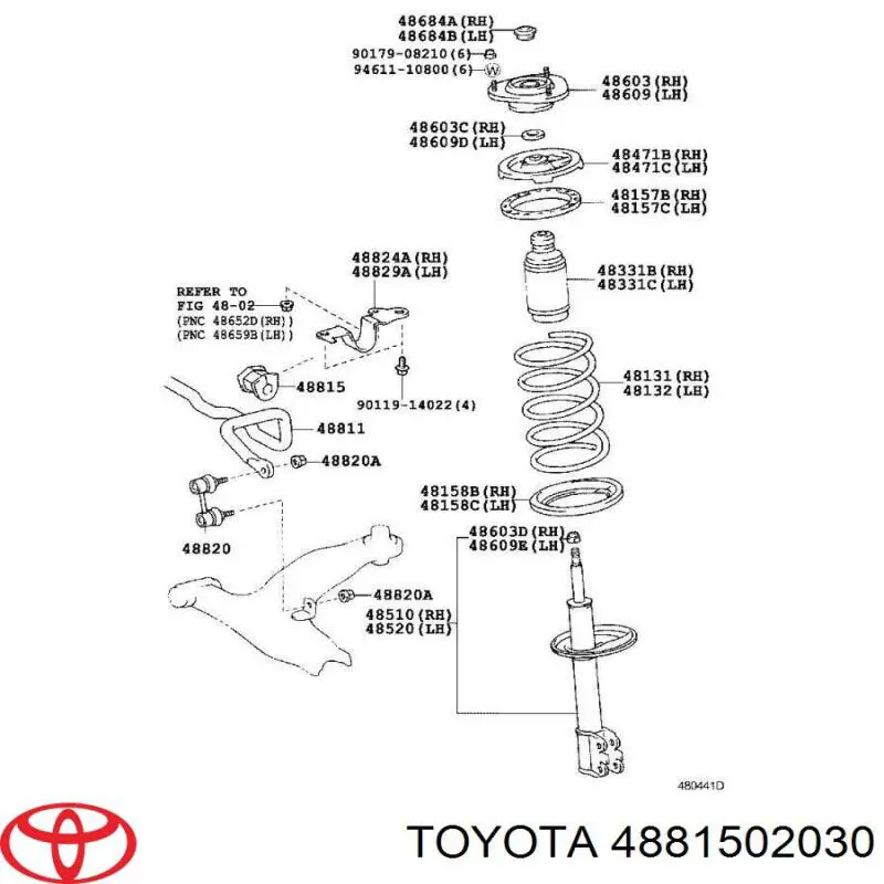 Втулка переднего стабилизатора 4881502030 Toyota