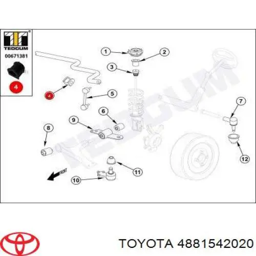 Купить 4881542020 Toyota Втулки переднего стабилизатора