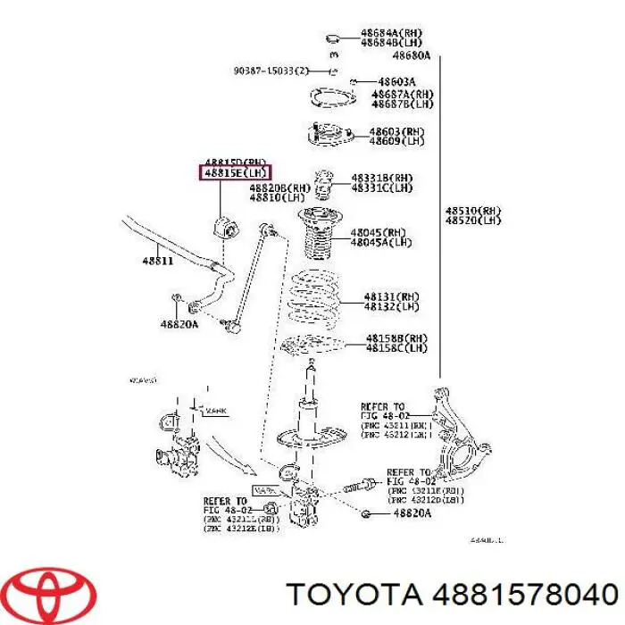 Втулка стабилизатора переднего левая 4881578040 Toyota