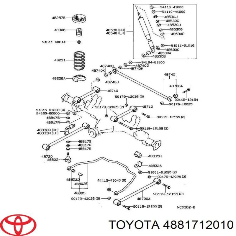 4881712010 Toyota bucha de estabilizador traseiro