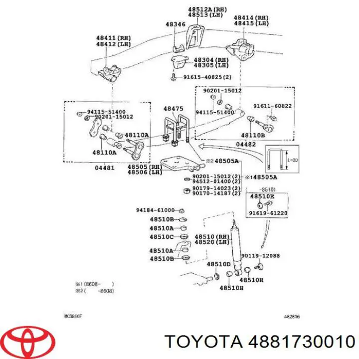 Casquillo del soporte de barra estabilizadora trasera 4881730010 Toyota