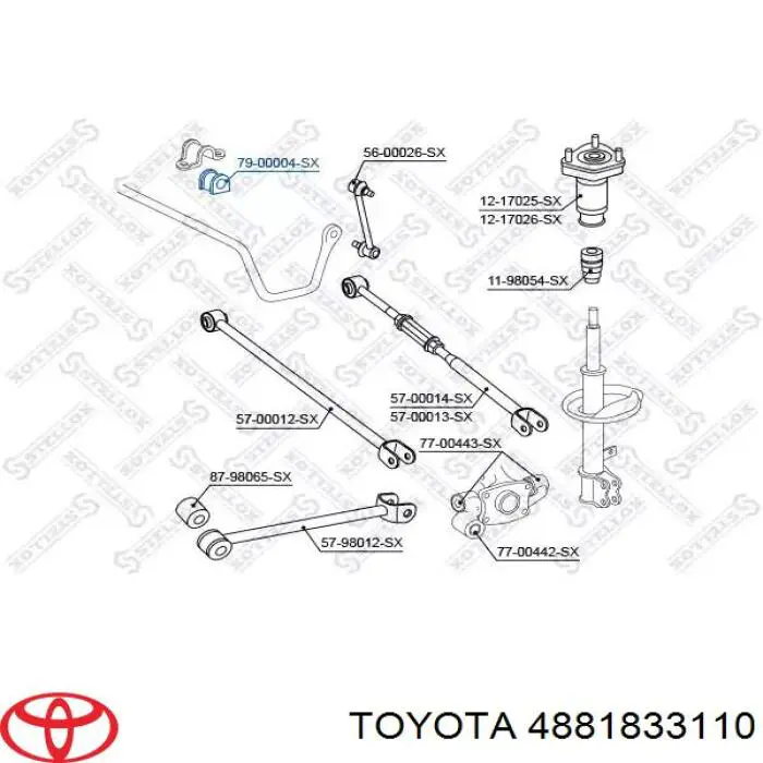 4881833110 Toyota bucha de estabilizador traseiro