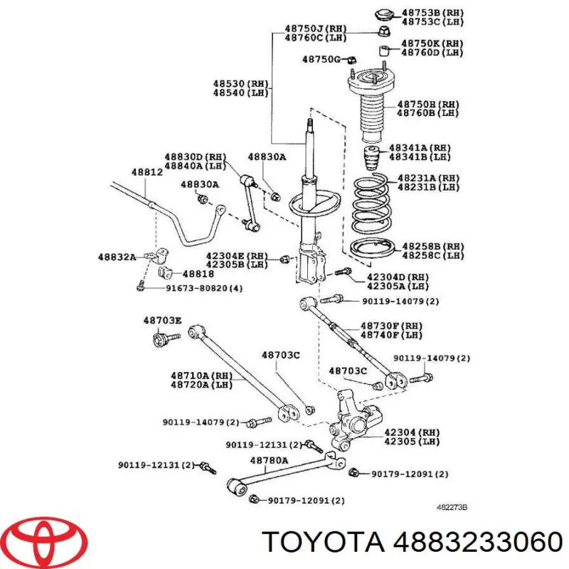 Braçadeira de fixação da bucha de estabilizador traseiro para Toyota Camry (V40)