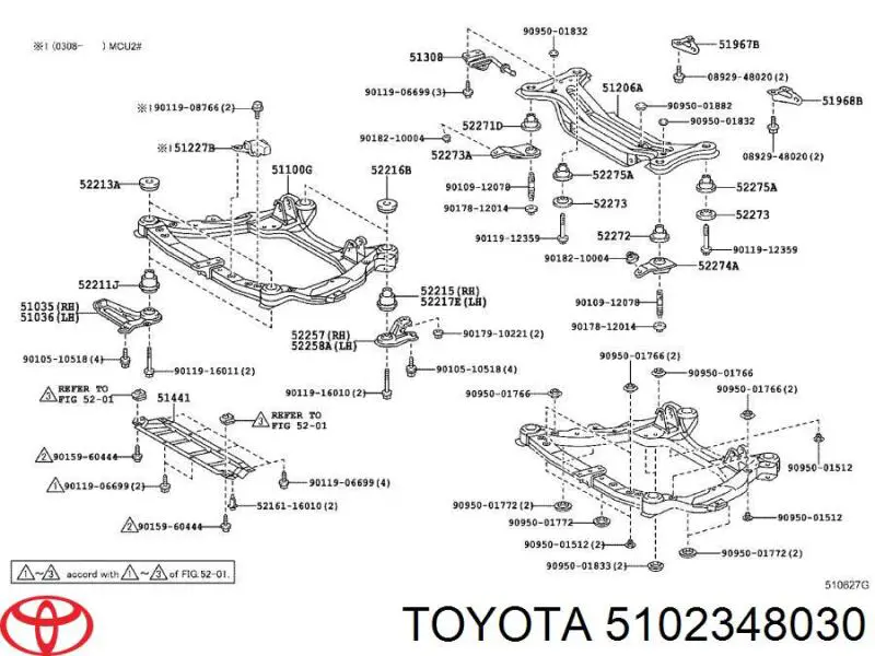 Кронштейн передней балки 5102348030 Toyota