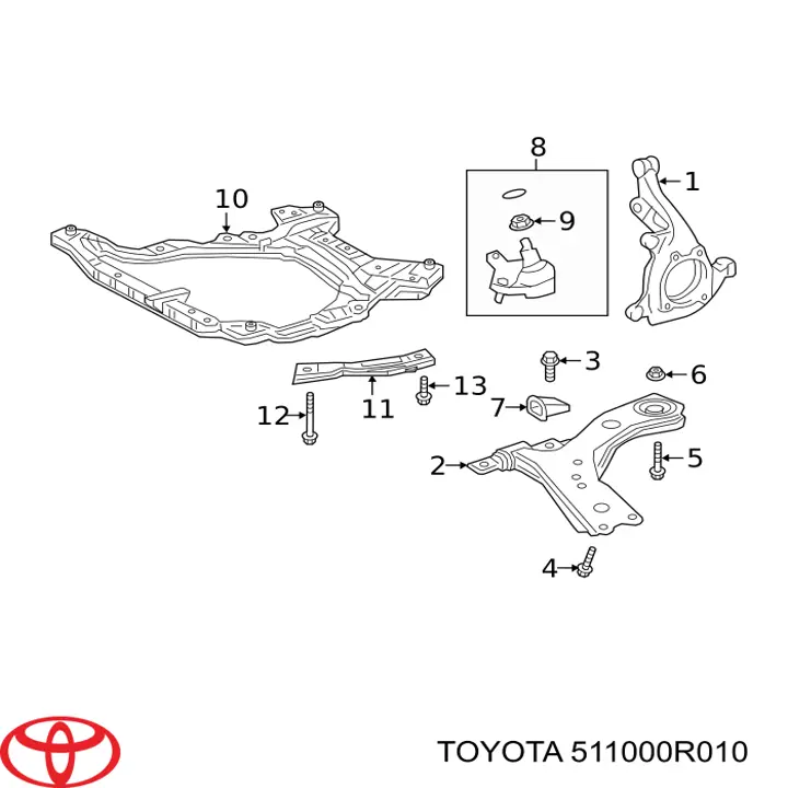 511000R010 Toyota балка передней подвески (подрамник)