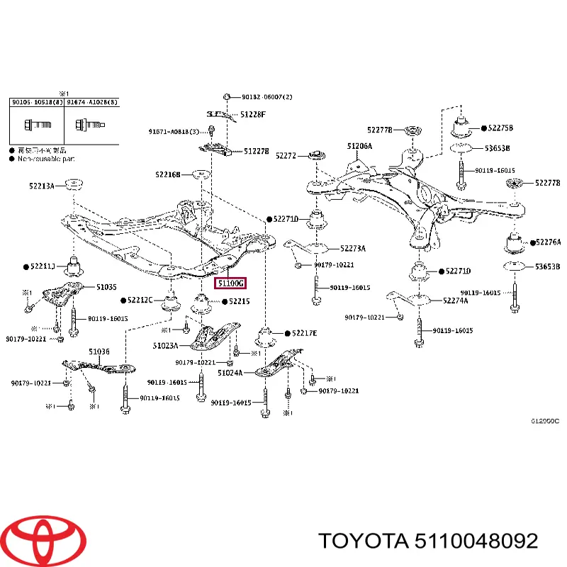 5110048092 Toyota Подрамник передней подвески