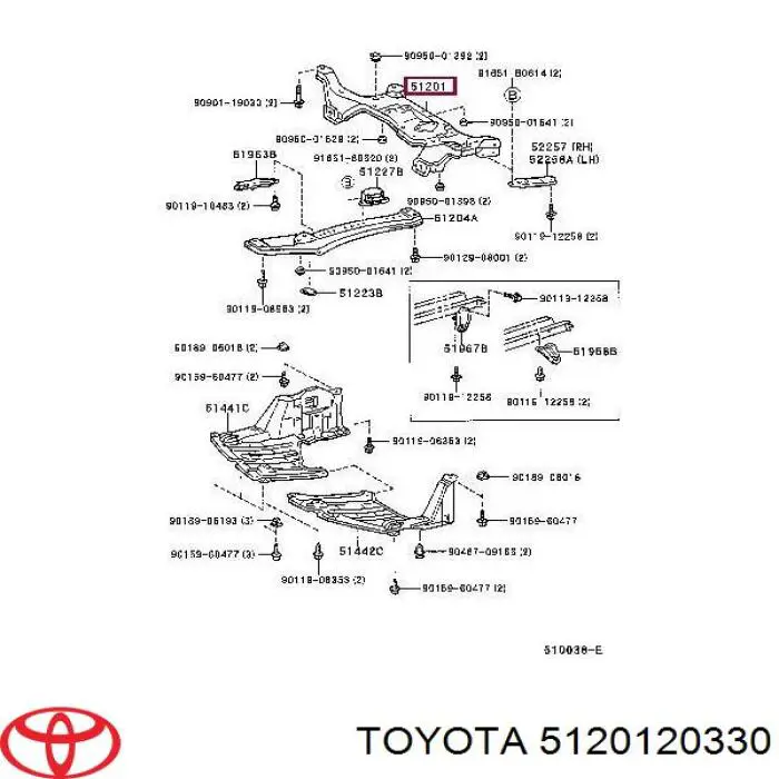 Балка передней подвески (подрамник) на Toyota Picnic XM1