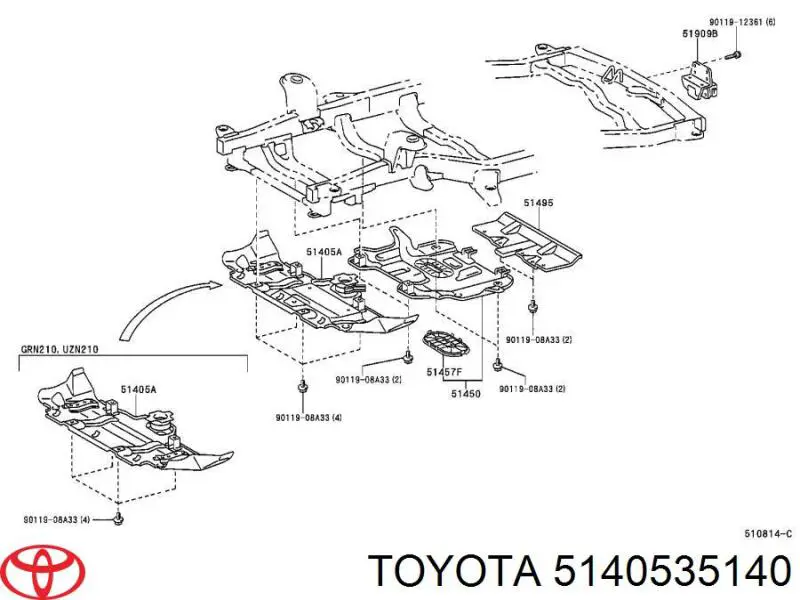 Защита двигателя 5140535140 Toyota