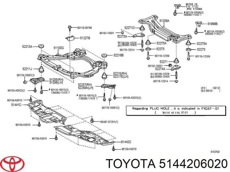 5144206020 Toyota защита двигателя левая