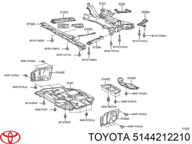 5144212210 Toyota Защита двигателя задняя