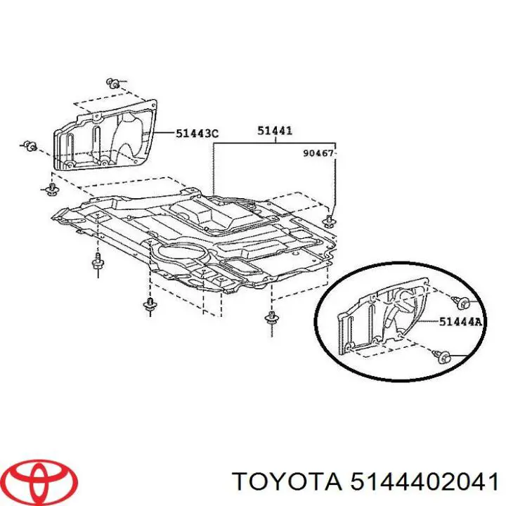 5144402041 Toyota защита двигателя левая
