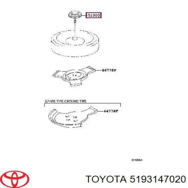 Болт креплення запасного колеса на Toyota RAV4 IV 