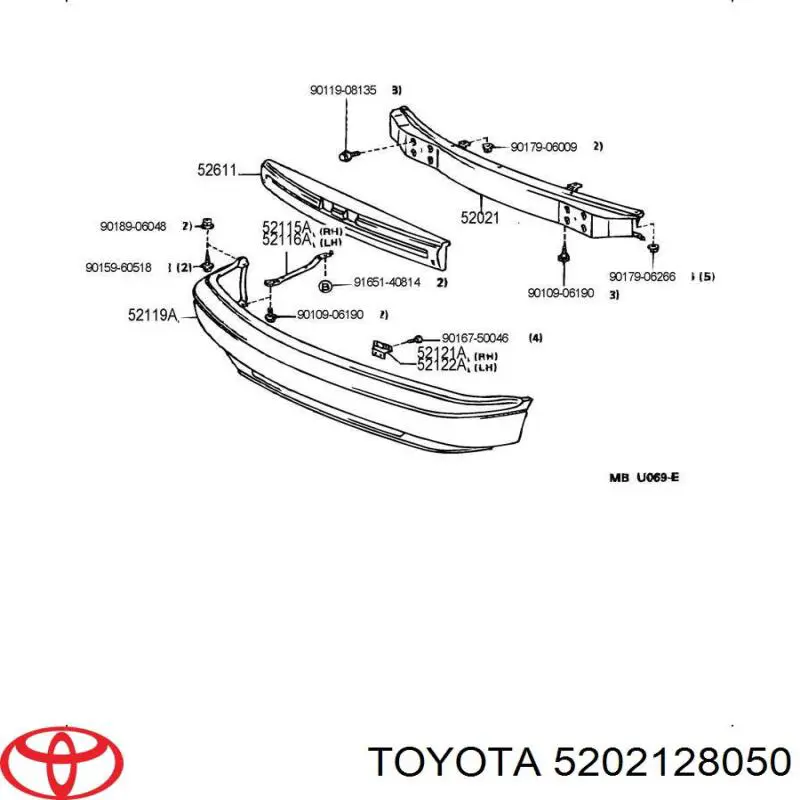 Усилитель переднего бампера Toyota Previa TCR1, TCR2 (Тойота Превия)