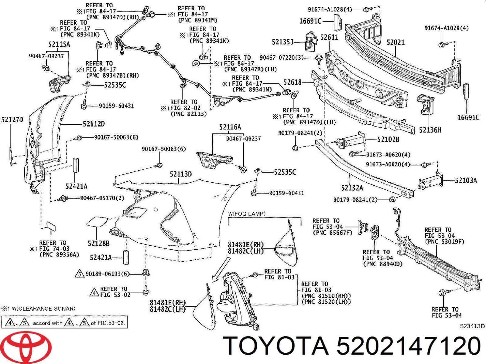 5202147120 Toyota усилитель бампера переднего