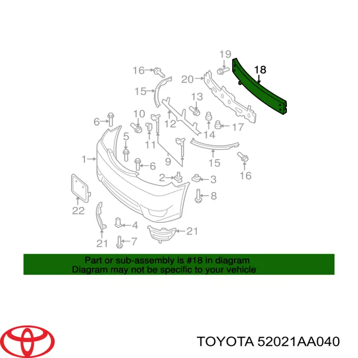 Шина бампера переднего Toyota 52021AA040 цена, от 96.29 USD