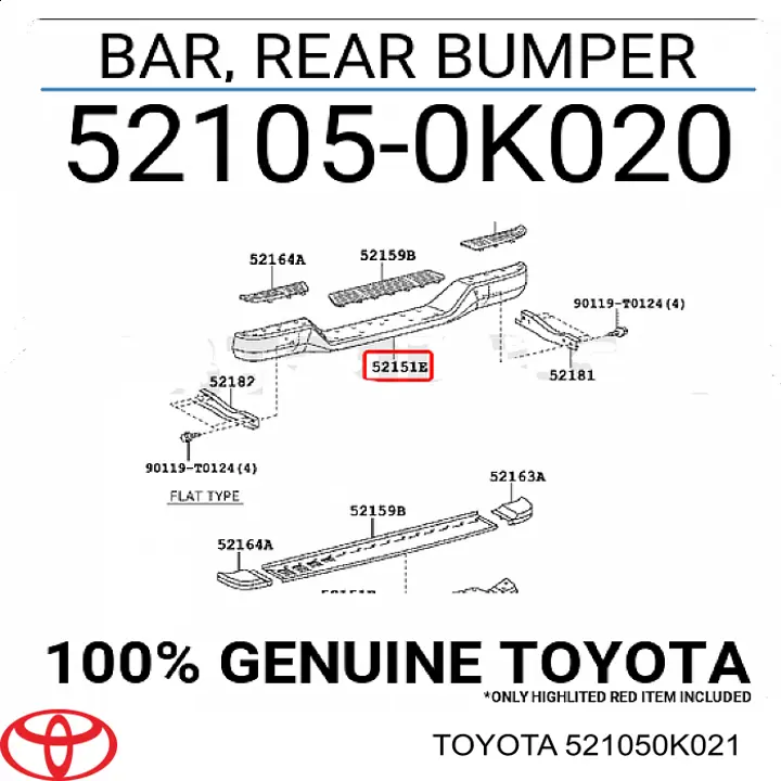 Задний бампер 521050K021 Toyota