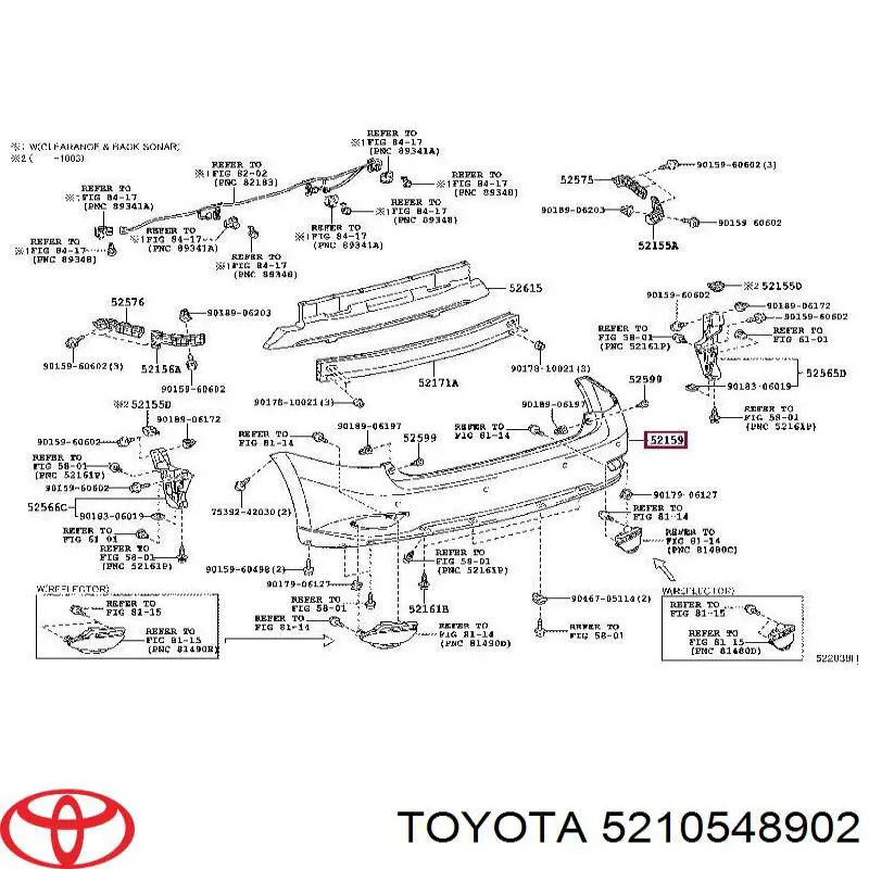 Задний бампер 5210548902 Toyota