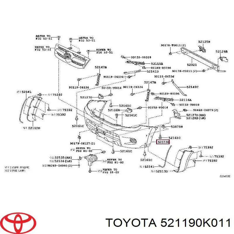 521190K011 Toyota передний бампер