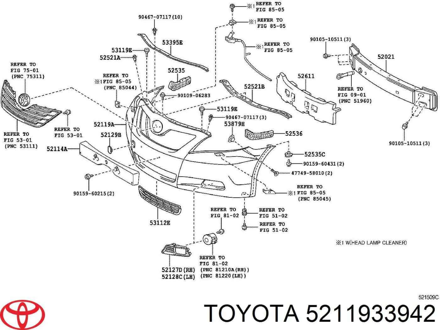 Бампер на авто Toyota 5211933942 цена, от 169.30 USD