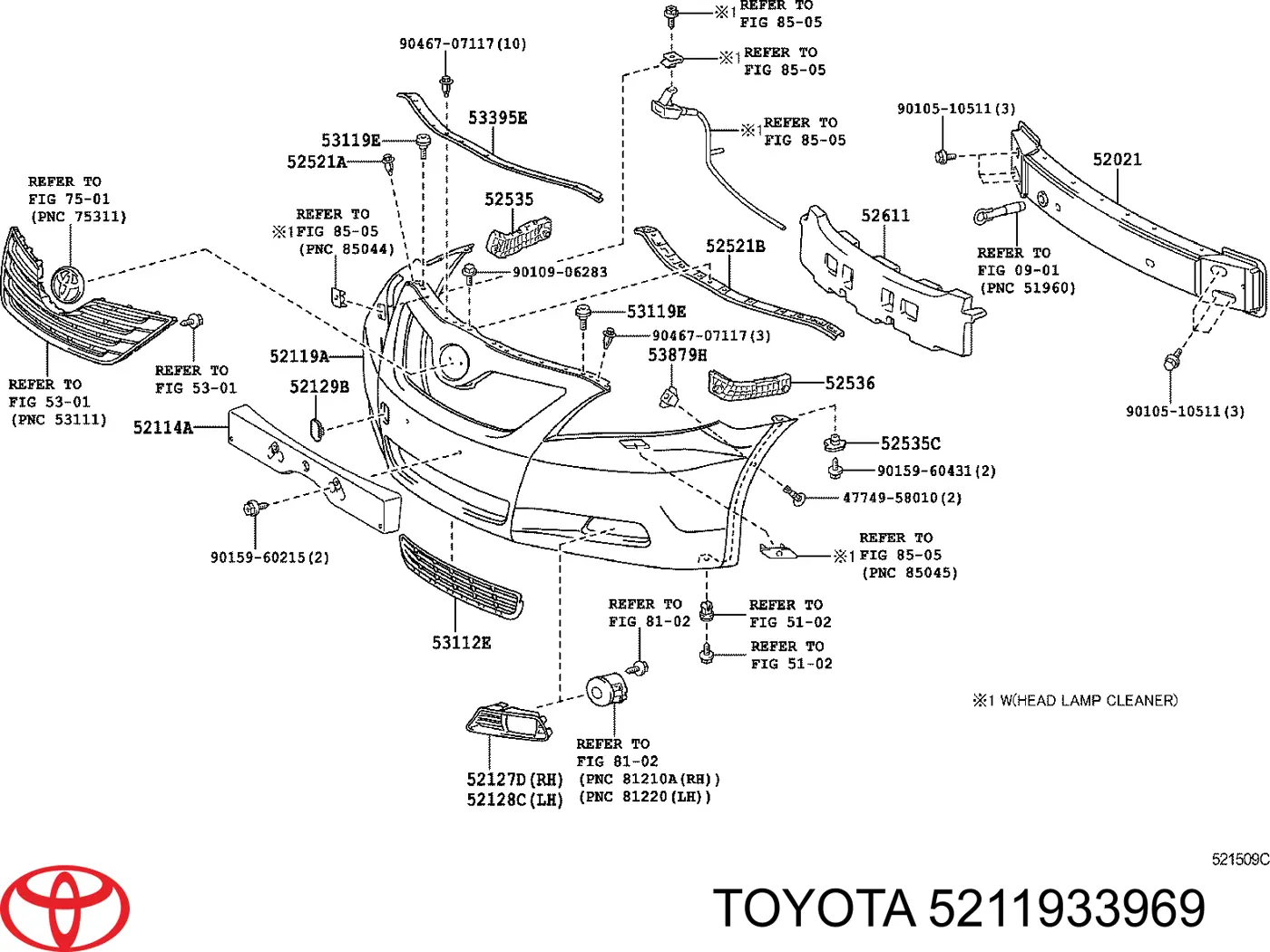 5211933969 Toyota Бампер передний в сборе
