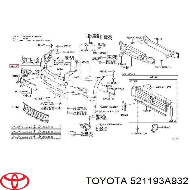 521193A932 Toyota передний бампер