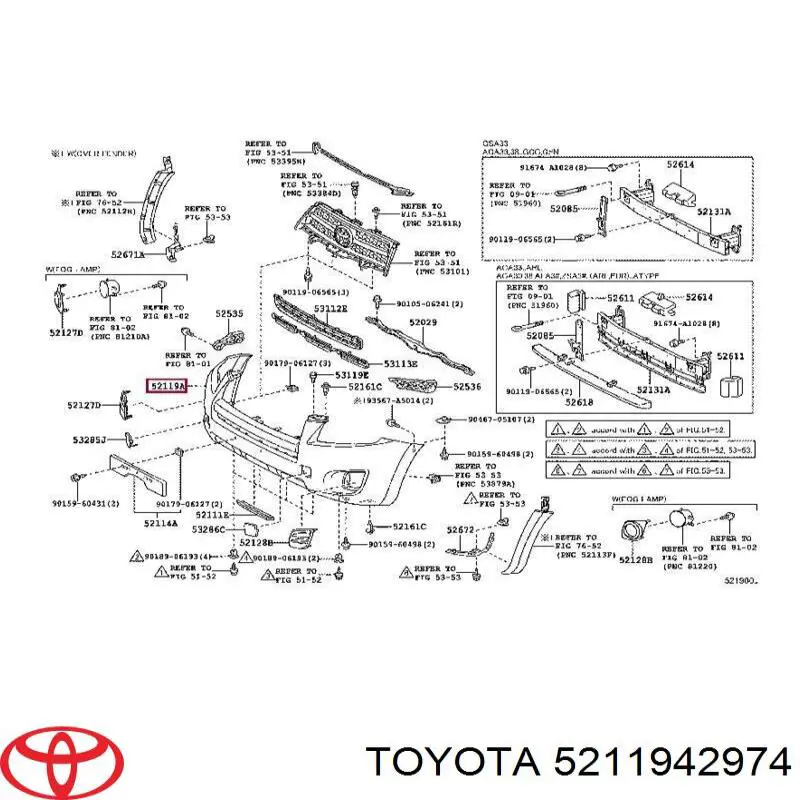 5211942974 Toyota передний бампер