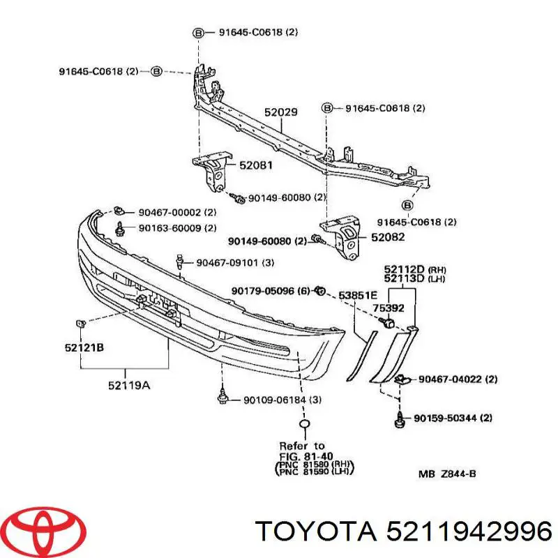 Передний бампер 5211942996 Toyota