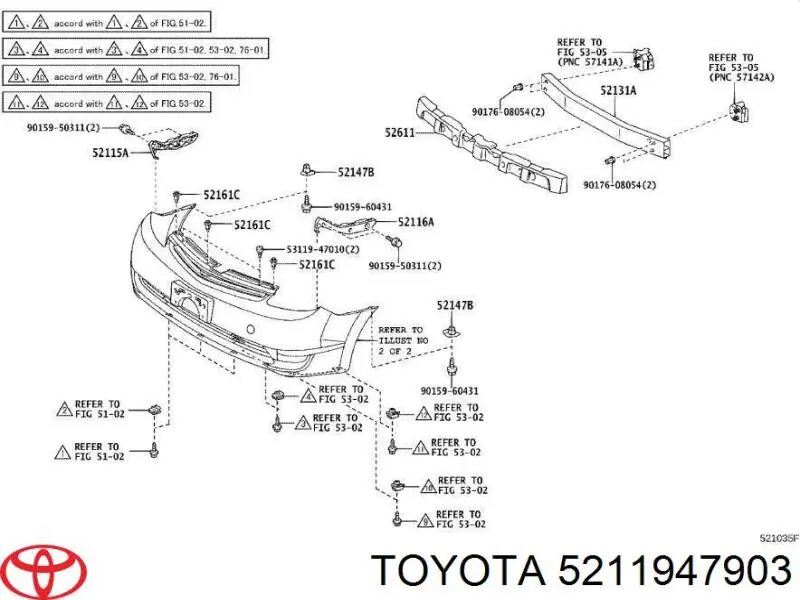 Купить 5211947903 Toyota Буфер (бампер) передний