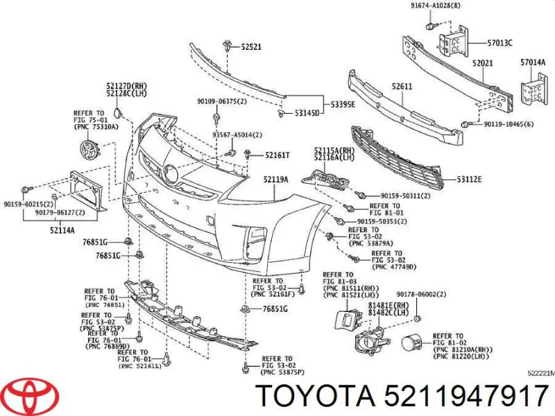5211947917 Toyota pára-choque dianteiro