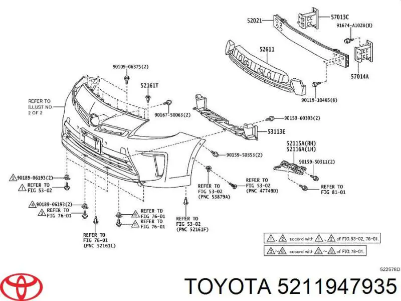 Бампер на авто Toyota 5211947935 цена, от 81.83 USD