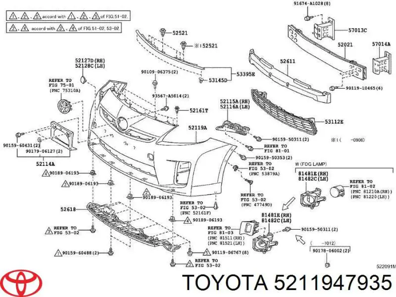 5211947935 Toyota Бампер передний в сборе