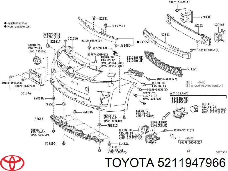 Передний бампер 5211947966 Toyota