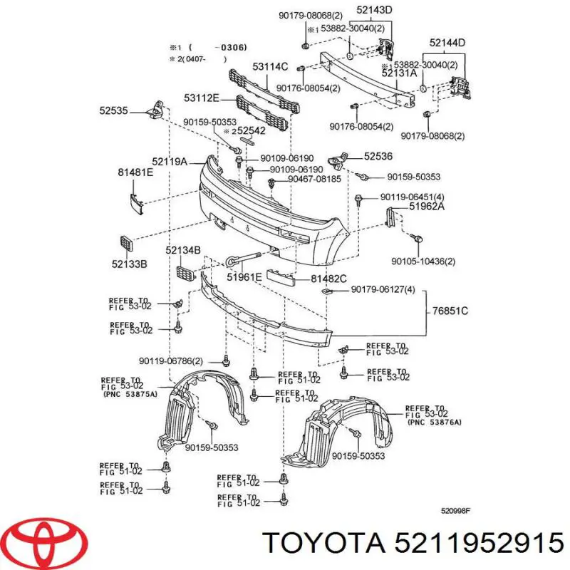 5211952915 Toyota Бампер передний в сборе
