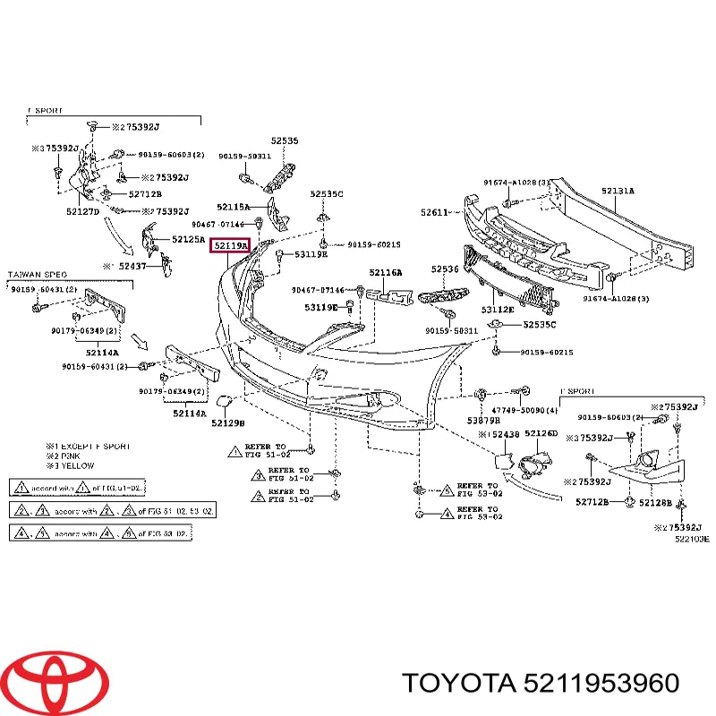 5211953960 Toyota передний бампер