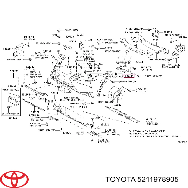 5211978905 Toyota pára-choque dianteiro