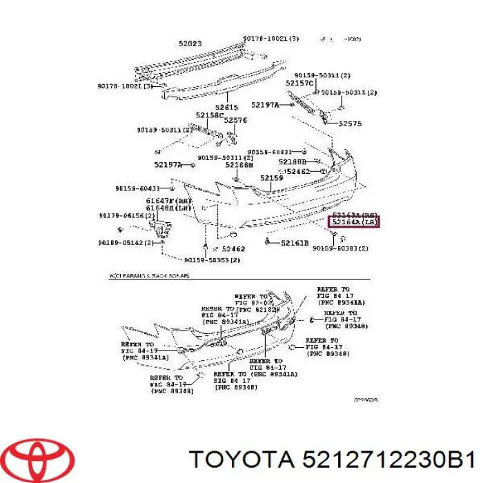 5212712230B1 Toyota Заглушка бампера буксировочного крюка передняя правая