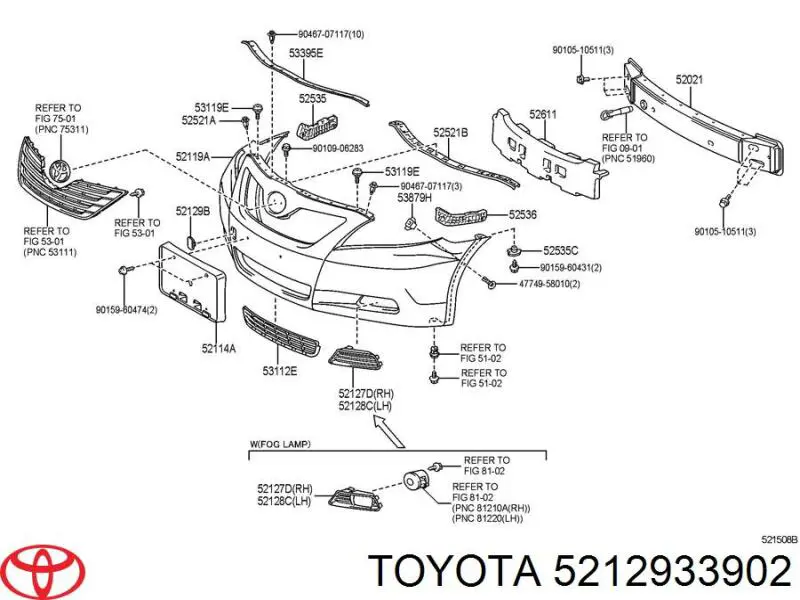 Заглушка бампера буксировочного крюка передняя правая 5212933902 Toyota