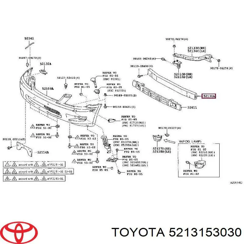 Усилитель переднего бампера 5213153030 Toyota