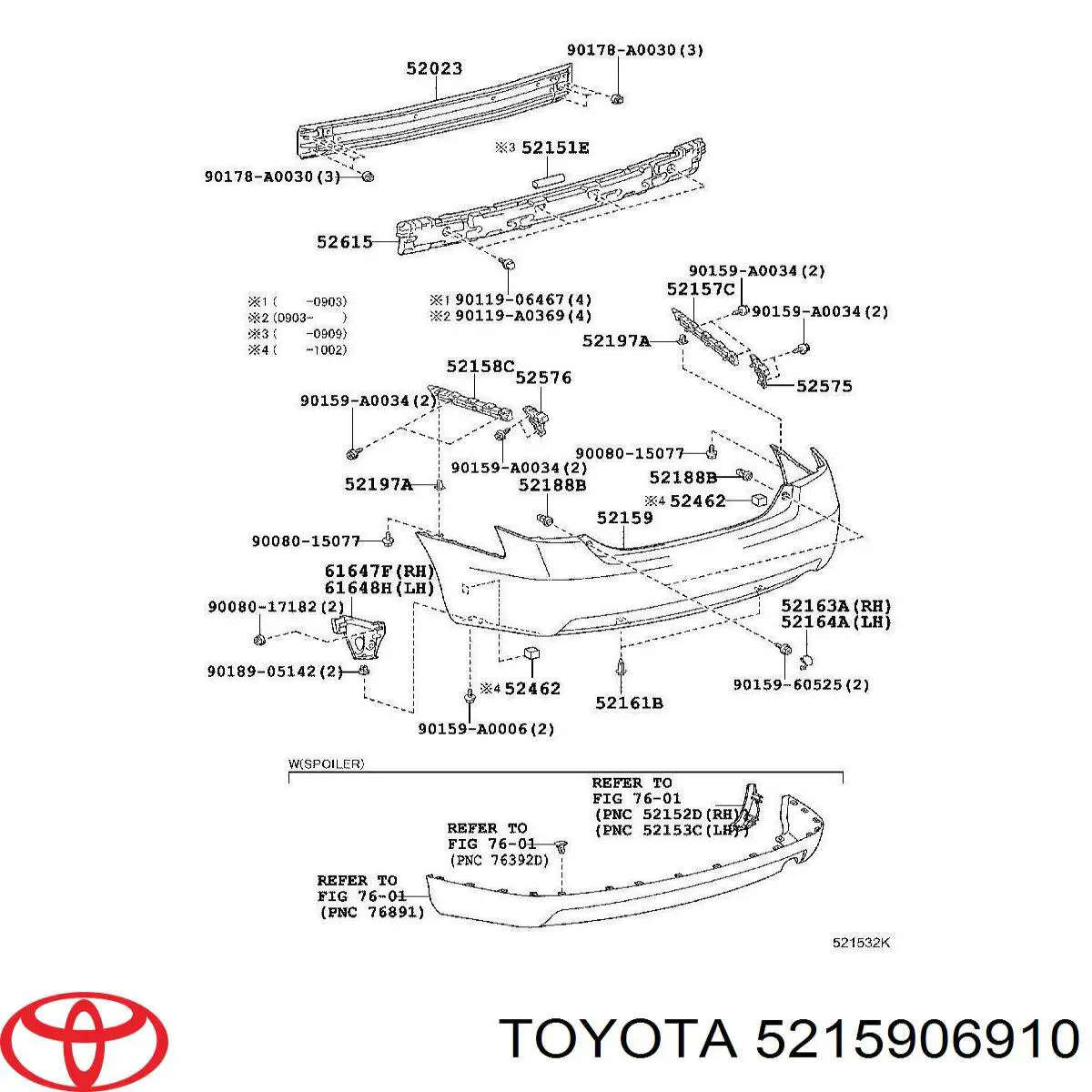 Pára-choque traseiro para Toyota Camry (V40)