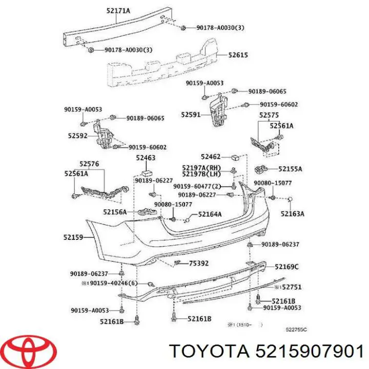 Бампер задний Toyota 5215907901